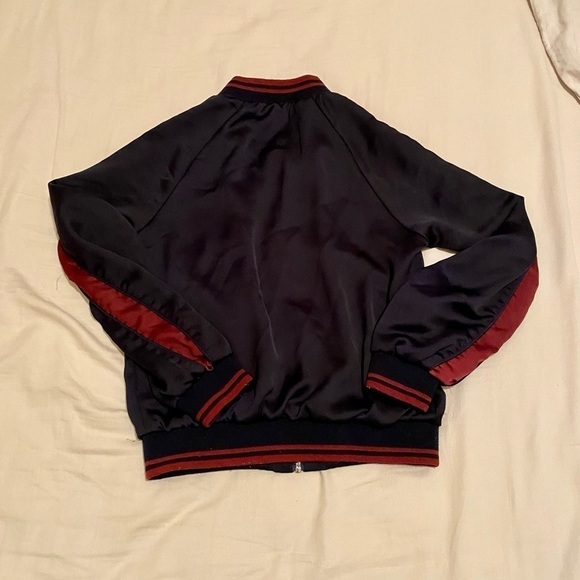 NAVY and maroon nylon varsity jacket size small - Picture 3 of 4